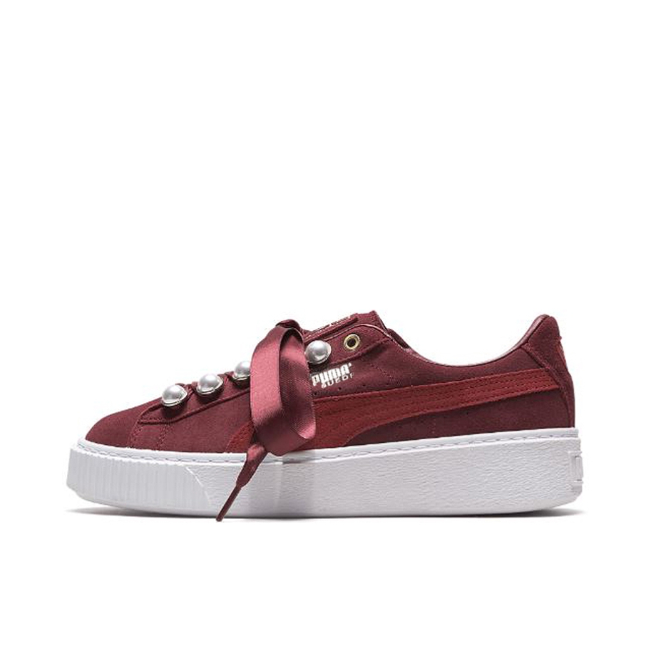推荐商品：Puma/彪马 Suede Platform Rihana 蕾哈娜 松糕鞋 板鞋 复古百搭防滑耐磨舒适厚底休闲 Red White Pearl 紫红珍珠