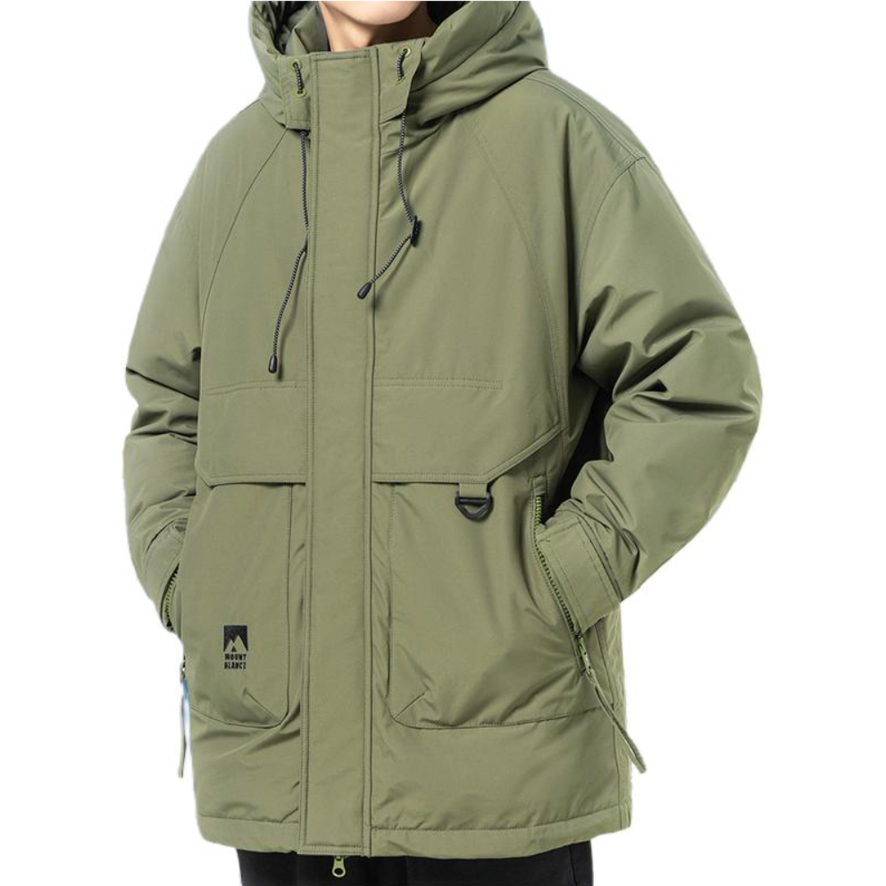 推荐商品：嘟哆斯堡 工装派克保暖亲肤连帽羽绒服 HHR22-5125-DXW-YRF 绿