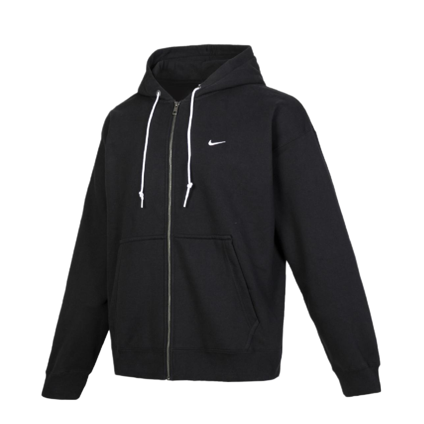 【莫兰特同款】Nike SOLOHWHOODIE 全长拉链抽绳开襟流光风加绒连帽防风叠搭夹克 DR0403 黑