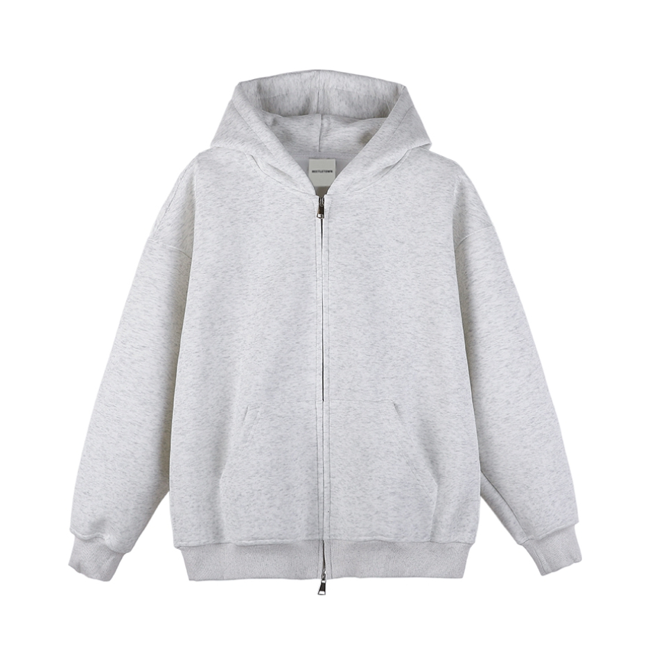 推荐商品：【李明峻同款】BEETLE TOWN  纯色拉链落肩连帽卫衣 男女同款 BTOWN-Y29-KS001-1 白花灰