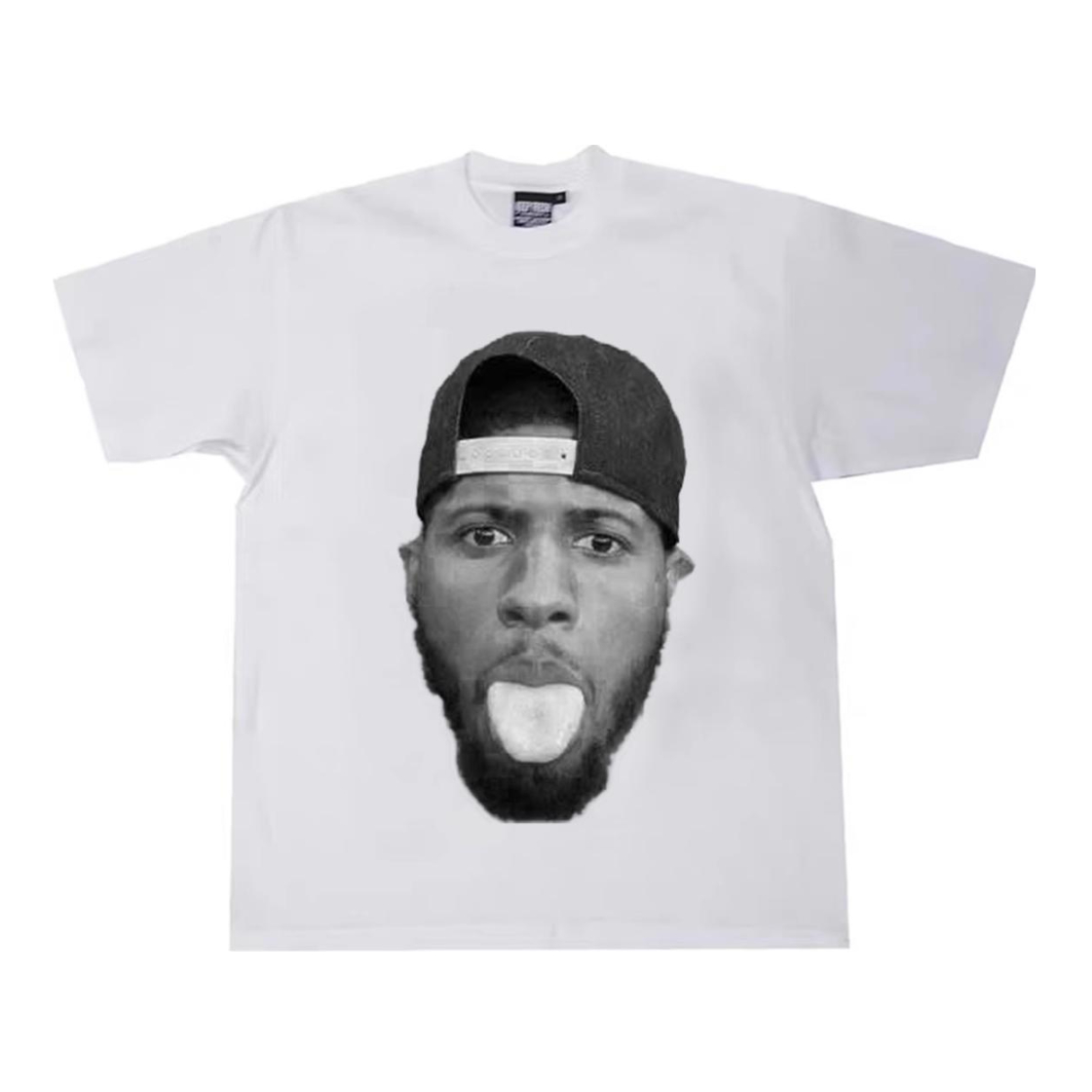 推荐商品：tomsenlin 保罗乔治恶搞吐舌头小领口短袖T恤 白