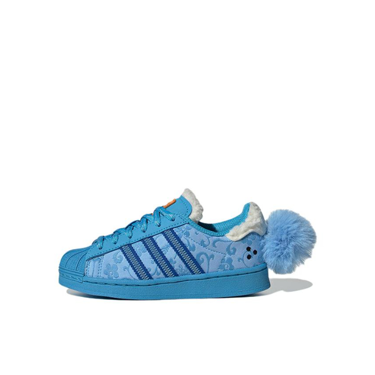 推荐商品：adidas Originals Superstar 贝壳头 魔术贴 板鞋儿童 Melting Sadness联名/小童/蓝色