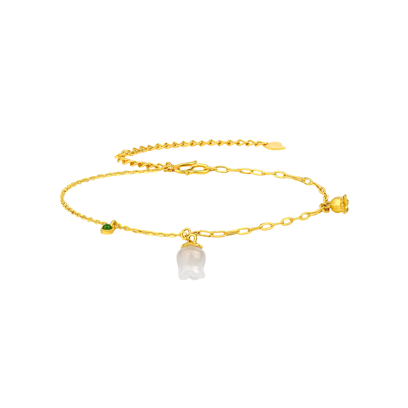 推荐商品：中国黄金 铃兰花足金脚链 E56