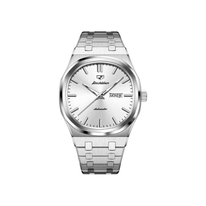 推荐商品：JSDUN/金仕盾 匠心系列 42mm精钢表带经典大气商务风职场日常百搭机械男士手表