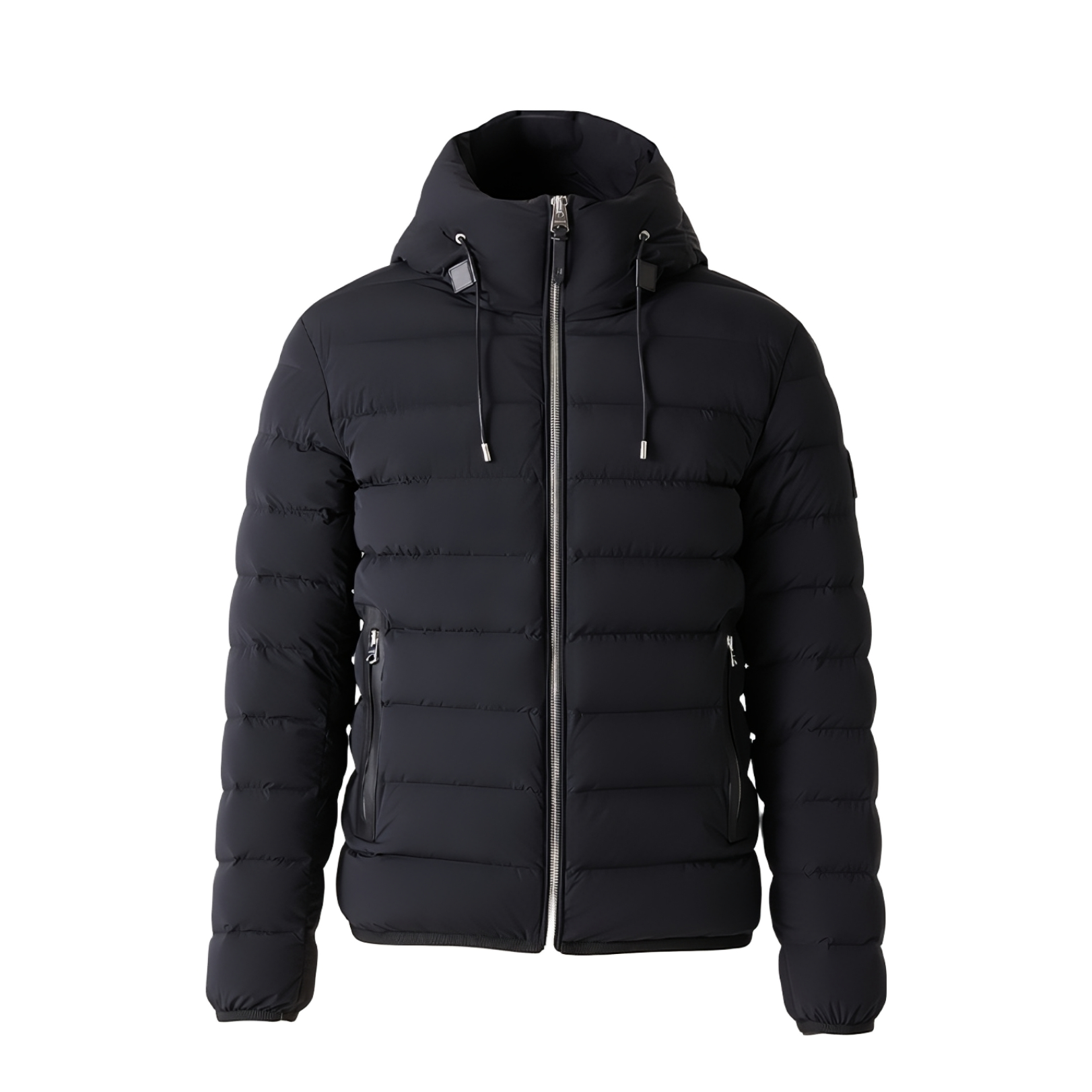 推荐商品：MACKAGE/迈凯奇 单拉链连帽轻羽绒短款羽绒服 黑