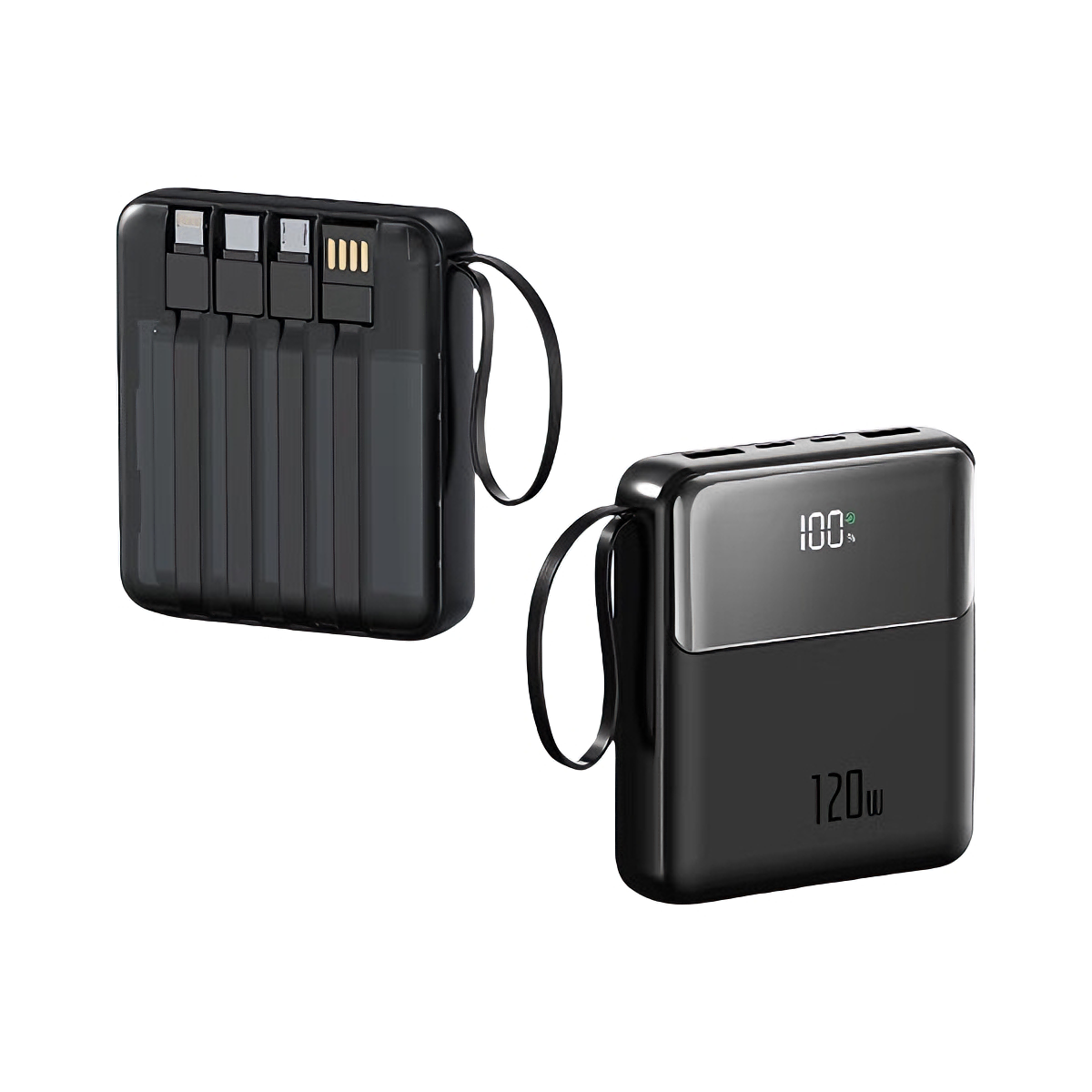 推荐商品：甄豆 20000mAh 120W 自带四线 移动电源 电量显示 轻薄便携 快充 可登机