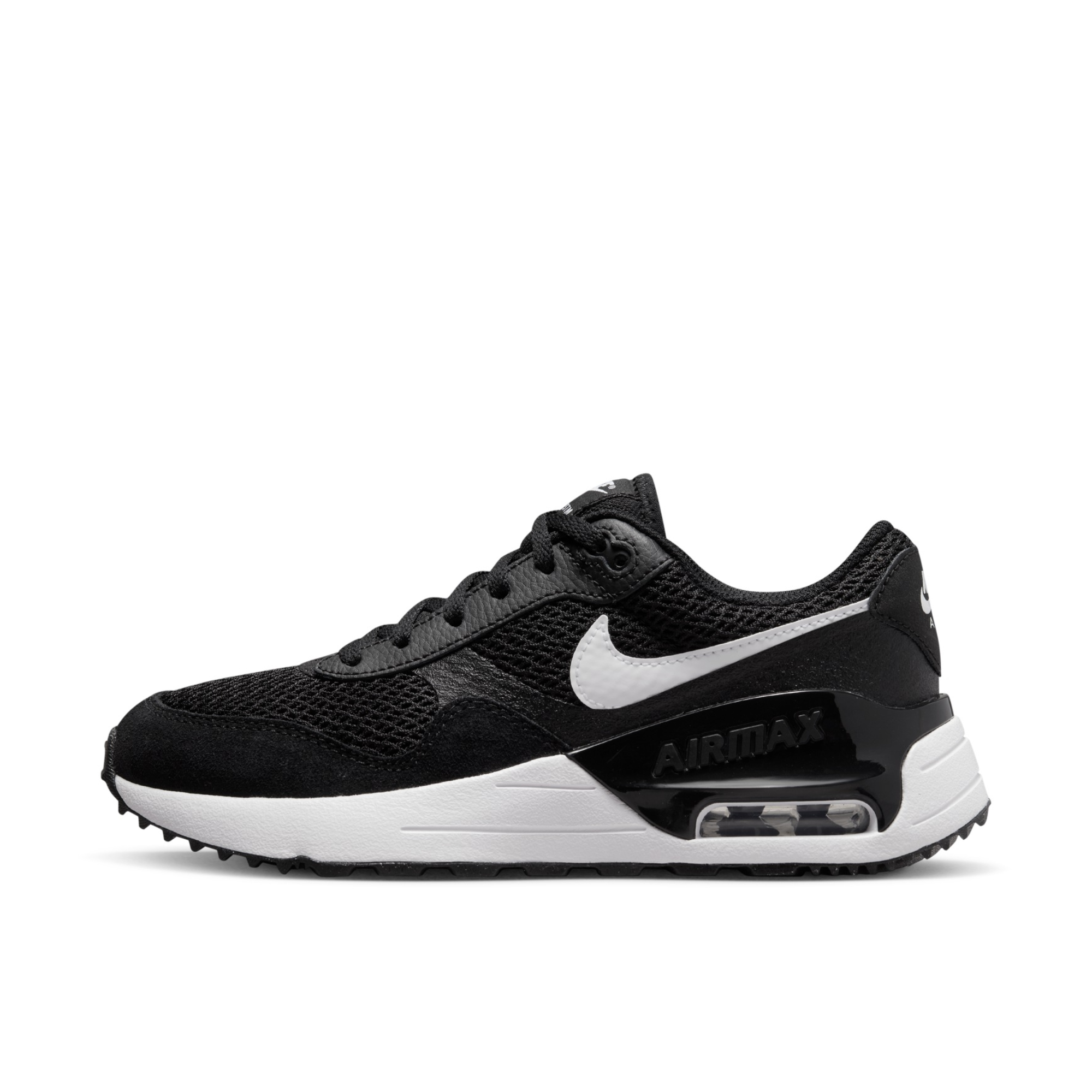 推荐商品：Nike Air Max Systm 气垫 网面透气 防滑耐磨 减震轻便 复古 织物 跑鞋 GS/黑色/白色
