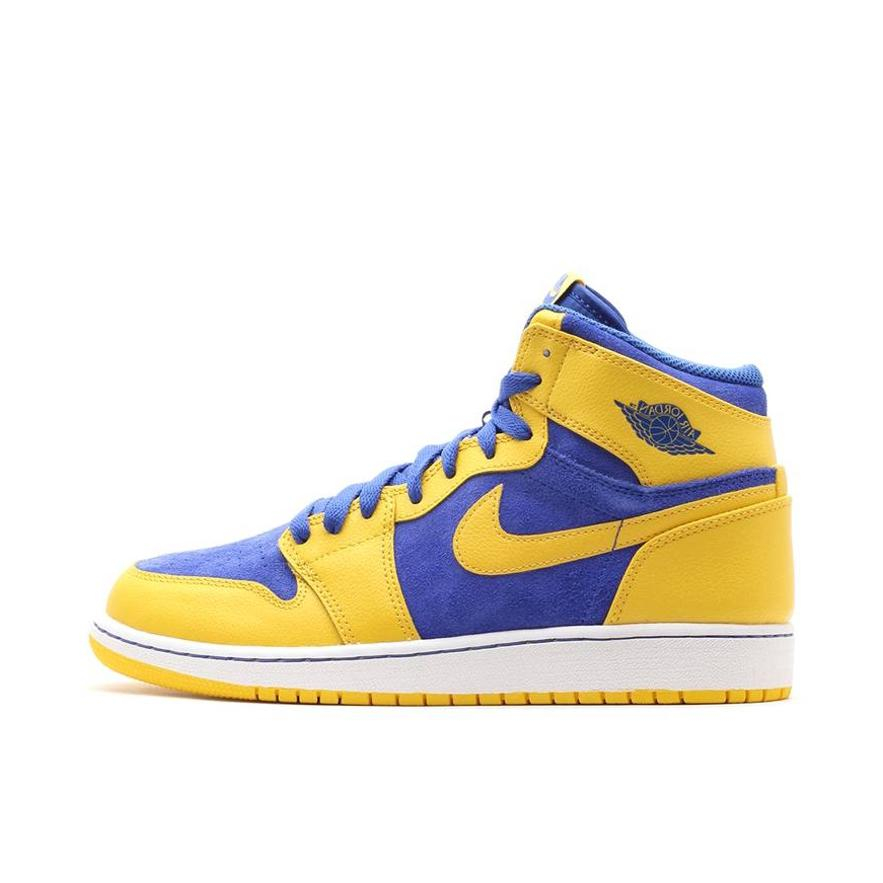 推荐商品：Air Jordan 1 板鞋 运动休闲鞋 复古潮流支撑合成革 Laney 高帮/兰尼高中/黄蓝