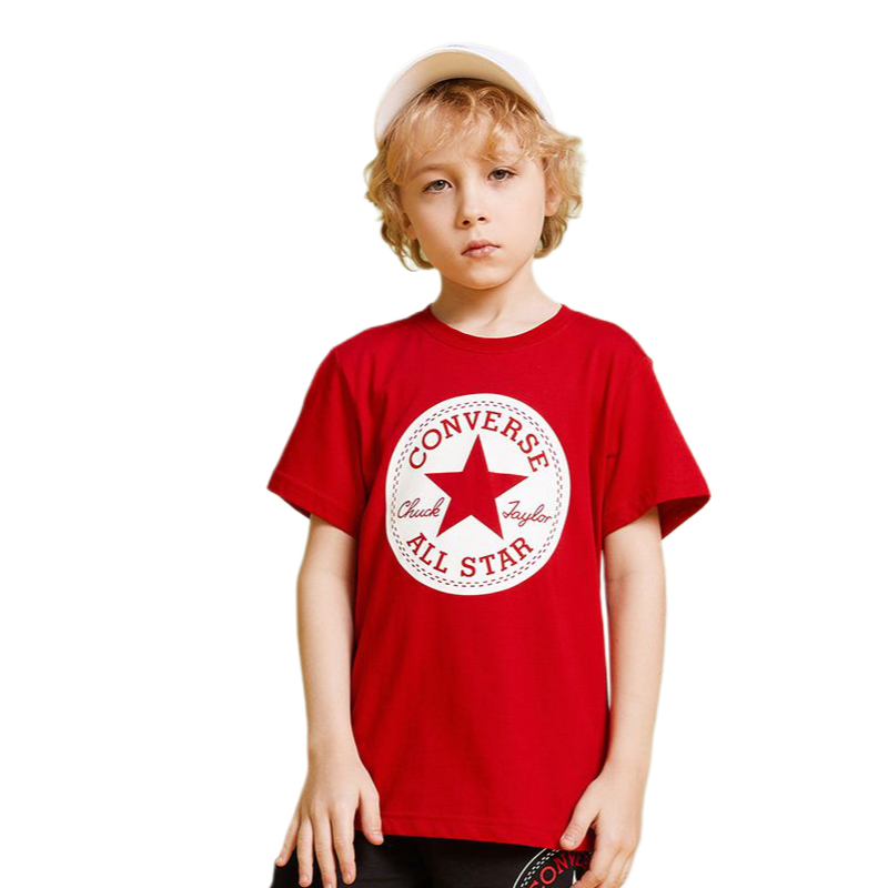 Converse 休闲圆标印花纯棉圆领套头短袖T恤 女童 10006828