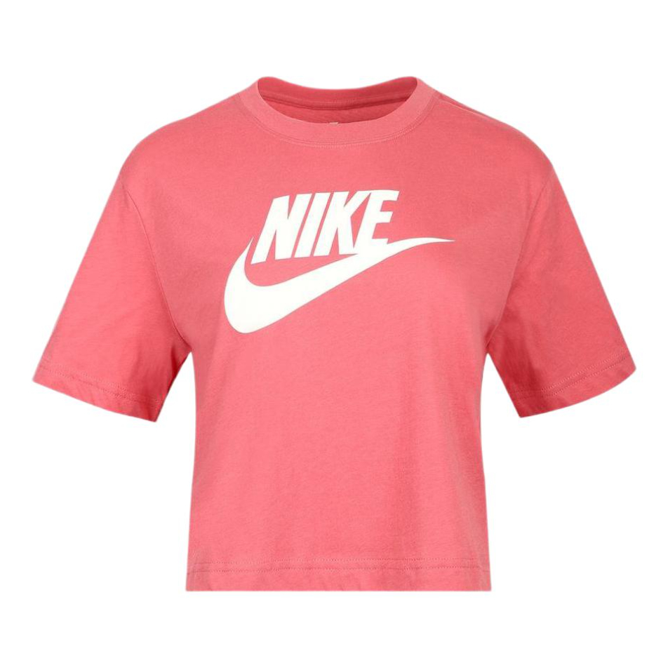Nike Sportswear Essentials系列罗纹Logo印花圆领落肩袖短袖T恤 女装 BV6175