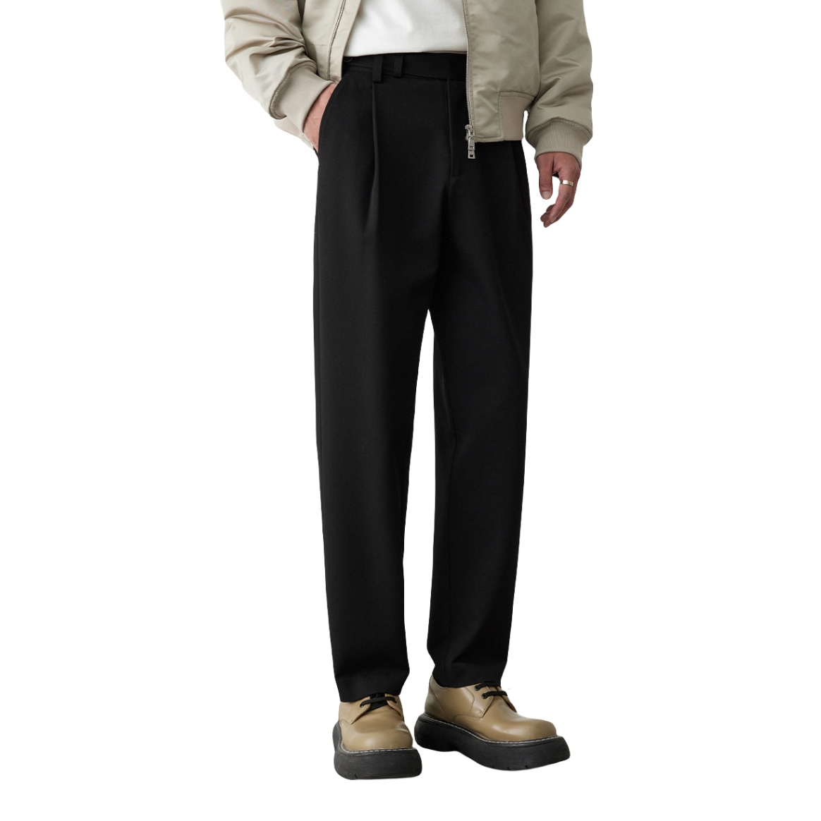 推荐商品：OSENS  纯色单褶九分西装裤 NPA07423 经典黑