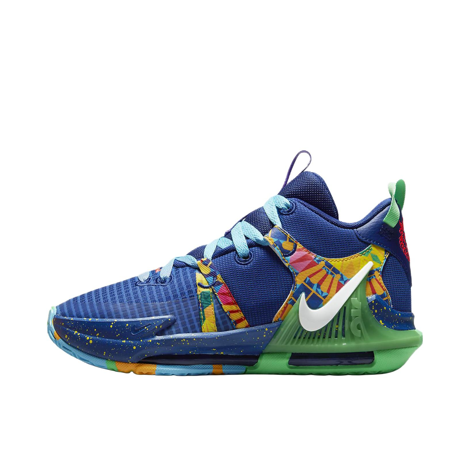 推荐商品：Nike LeBron Witness 7 詹姆斯 防滑耐磨 减震 舒适透气 潮流百搭 简约 实战 篮球鞋 大童/蓝色