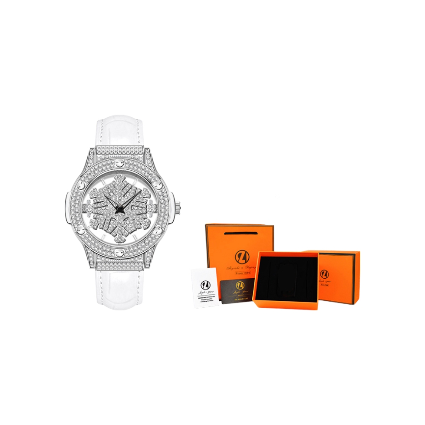 推荐商品：AIYISHI/爱依士 时来运转系列 雪花五芒星满天星轻奢简约小众时尚镂空表盘镶钻旋转防水石英女士手表