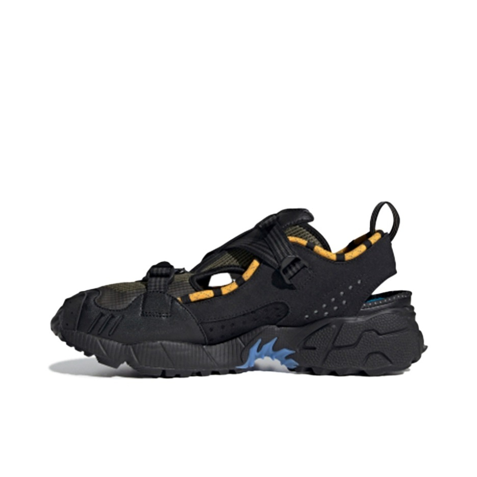 推荐商品：adidas Consortium Novaturbo 网布 磨砂皮 轻便透气 防滑耐磨 溯溪鞋 户外鞋 黑色/黄蓝