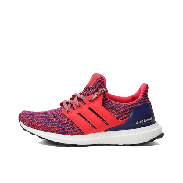 推荐商品：adidas UltraBoost 4.0 跑鞋 经典缓震透气防滑耐磨织物支撑抗扭转长跑轻运动圆头 Red Purple/Navy 彩虹色