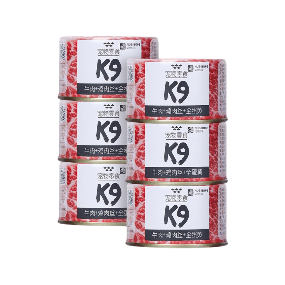 推荐商品：K9 牛肉鸡肉丝全蛋黄鲜享罐狗狗零食营养拌饭补水中小型犬增肥
