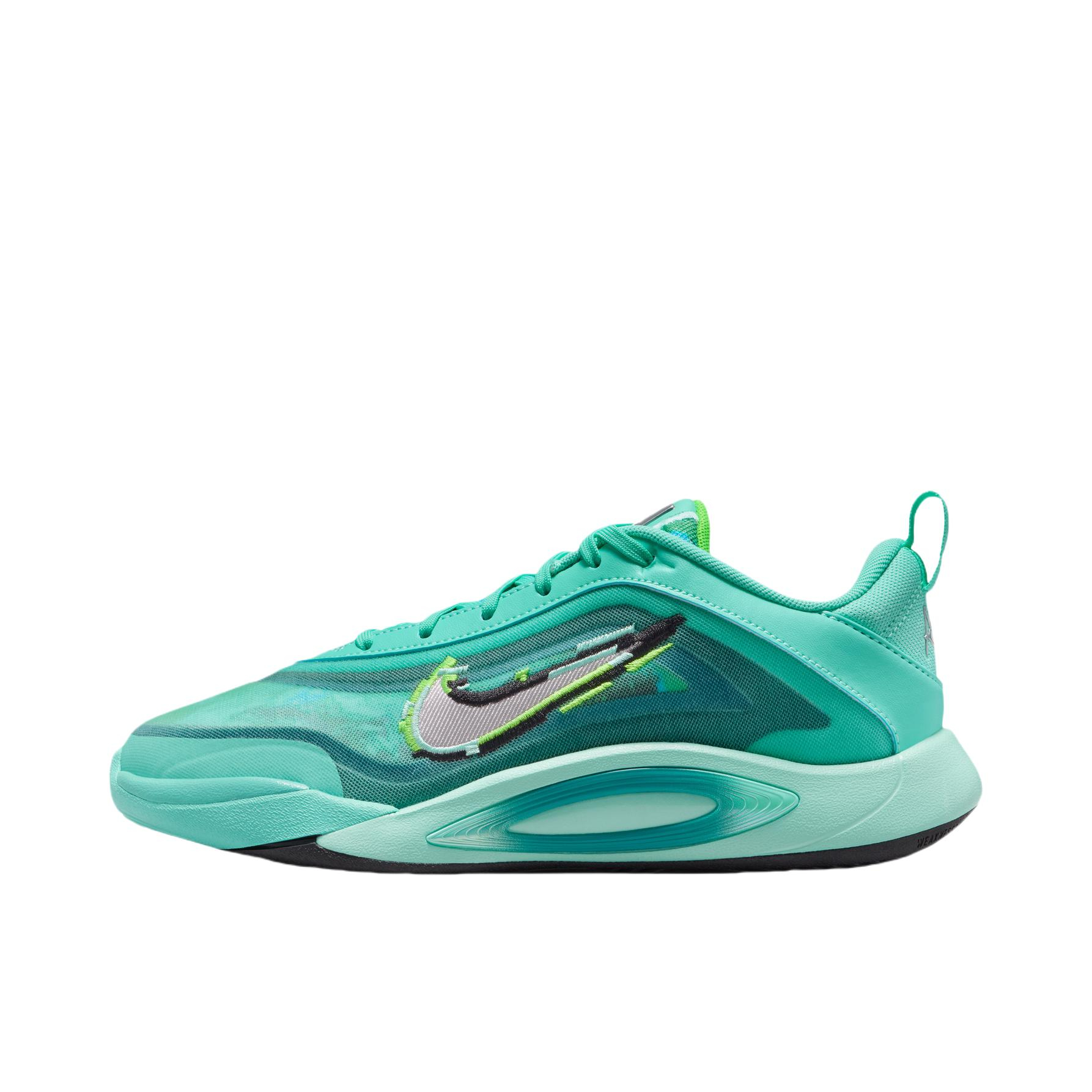 推荐商品：Nike A'One 阿贾·威尔逊一代 篮球鞋 防滑耐磨低帮系带支撑抓地 大童/漂白宝石绿/金属银/水洗水鸭青/晶洞水鸭青