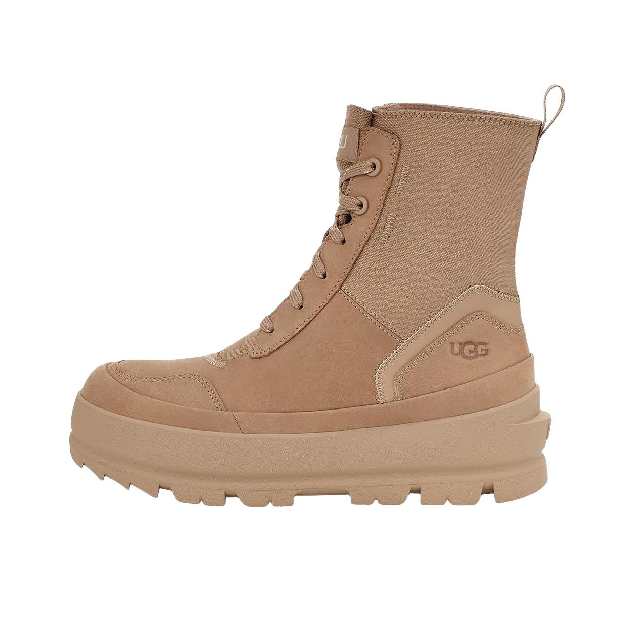 推荐商品：UGG 休闲百搭 时尚简约 系带圆头 牛皮革 马丁靴 女款/沙色