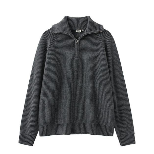 推荐商品：BUTTBILL 23AW 高领半拉链翻领毛衣 男女同款 深灰
