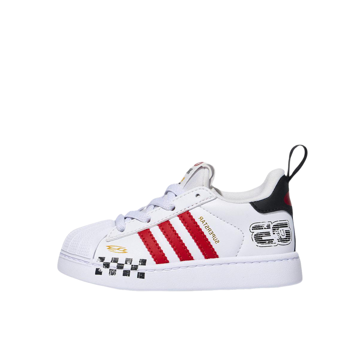 推荐商品：adidas Originals SUPERSTAR QUICKON 板鞋儿童 舒适防滑透气 小童/白色/浅猩红/黑色