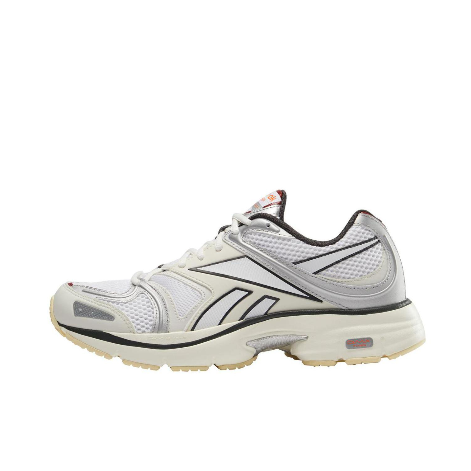 推荐商品：Reebok/锐步 Premier Road Plus VI 运动休闲鞋 经典复古织物拼接合成革圆头减震轻便包裹性 米白色