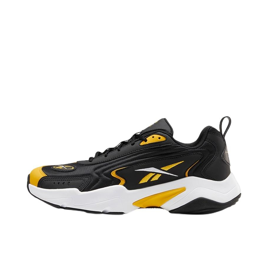 推荐商品：Reebok/锐步 Vector Runner 运动休闲鞋 合成革潮流复古防滑减震耐磨厚底 黑色/黄色