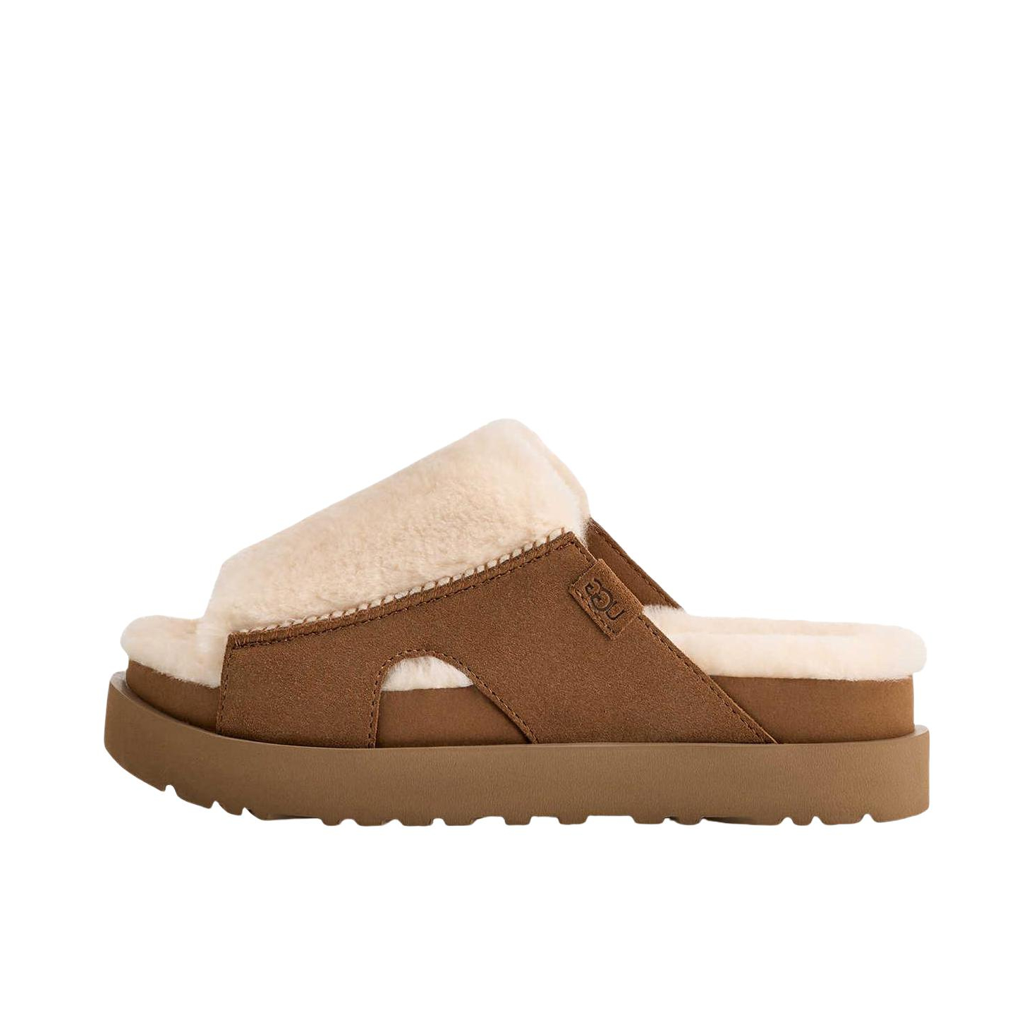 推荐商品：UGG Bayonna 冬季拖鞋 EVA一字厚底露趾防磨 白色/棕色