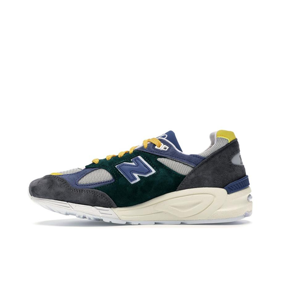 推荐商品：New Balance 990 V2 跑鞋 人造革防滑耐磨抗冲击织物网布透气减震复古包裹性 V2/Aime Leon Dore联名/灰绿