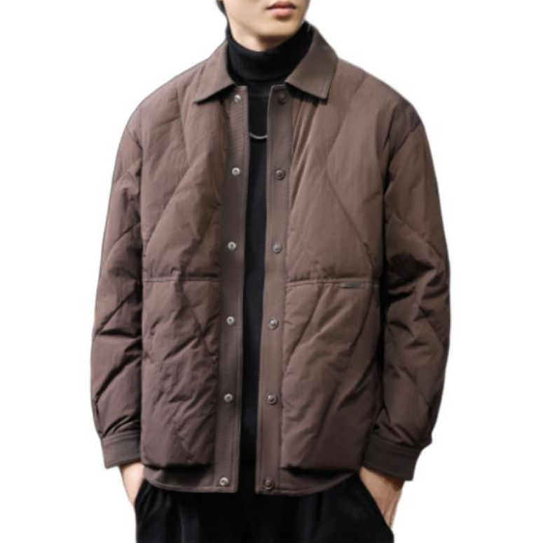 推荐商品：威纳派 美式轻薄白鸭绒保暖长袖羽绒服 TH-833799816W 棕咖