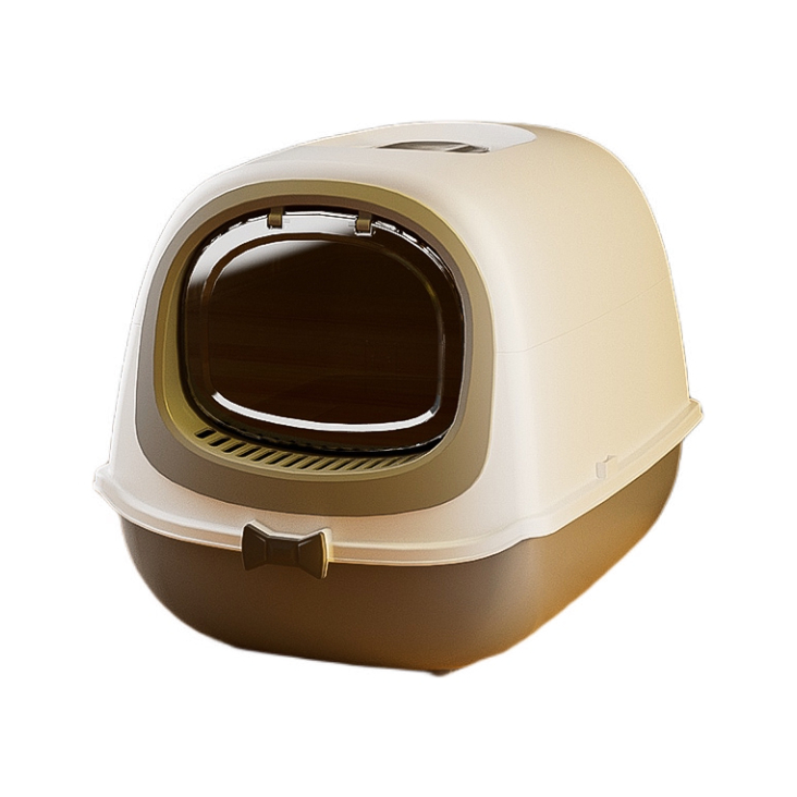 推荐商品：Hoopet/华元宠具 领结款全封闭猫砂盆宠物厕所防漏砂带防臭大号猫厕所