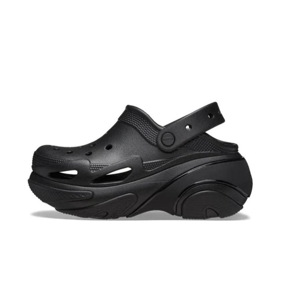 推荐商品：Crocs/卡骆驰 Bubble Crush Clog 贝壳泡芙 一脚蹬 包头 厚底 增高 休闲 涉水 外穿 洞洞鞋 凉鞋 黑色