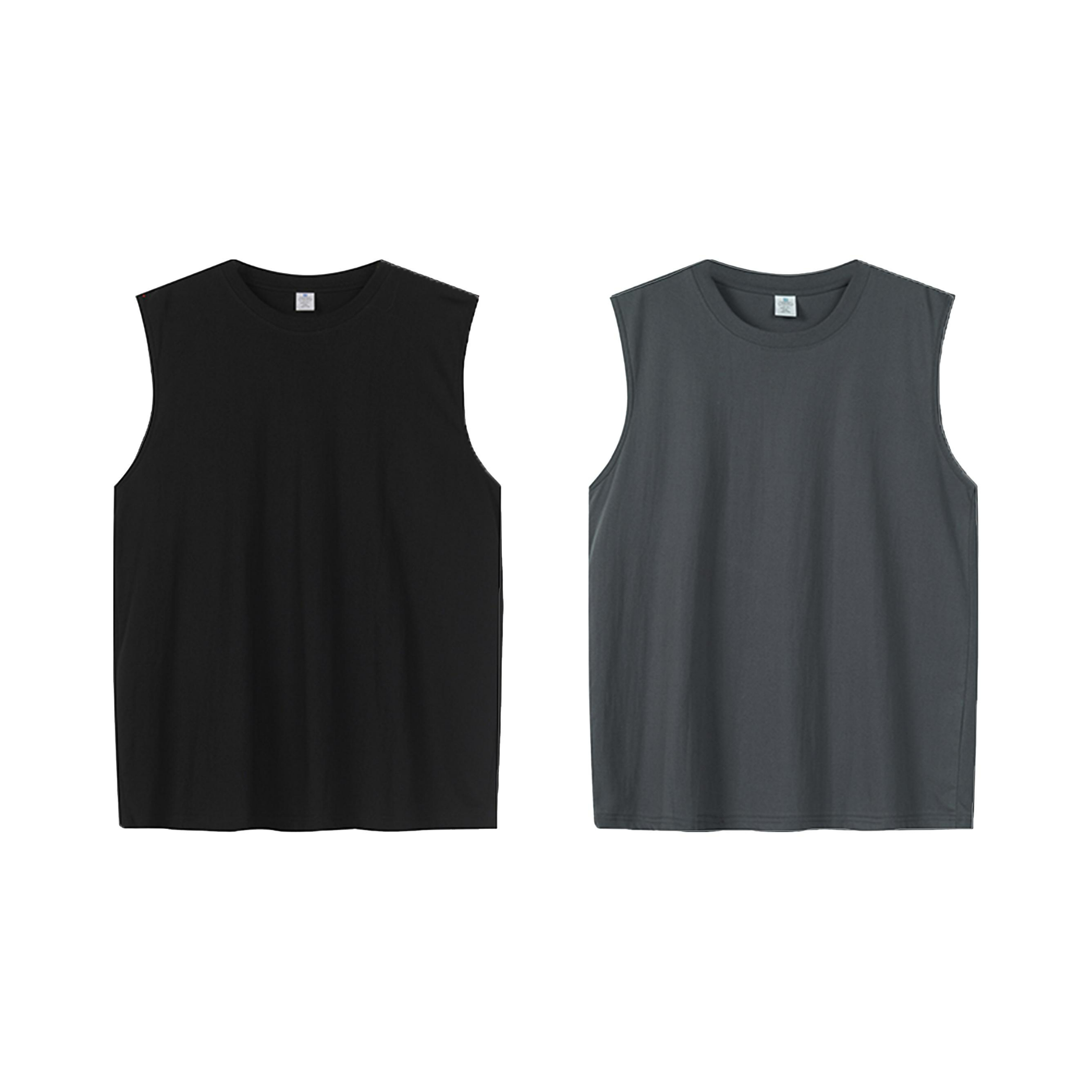 推荐商品：Mimx Homme  纯棉透气圆领无袖套头背心 男女同款 MXT001-G 黑/赠送灰背心