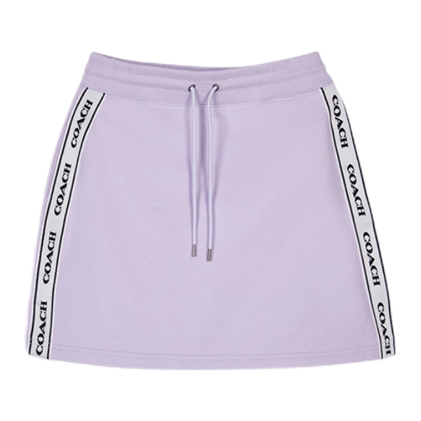 推荐商品：Coach/蔻驰 撞色抽绳松紧腰A字型半身短裙 女装 CE422_NAV 薰衣草紫