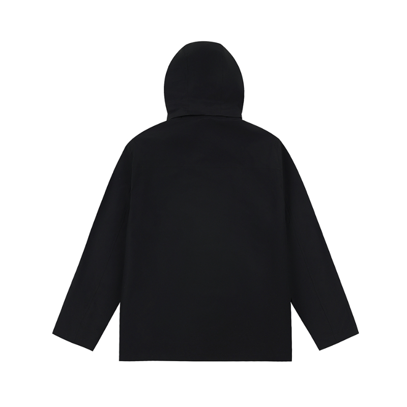 推荐商品：【朱近桐同款】UFZ 防风加绒加厚纯色三防连帽冲锋衣 男女同款 23UJ10016 黑