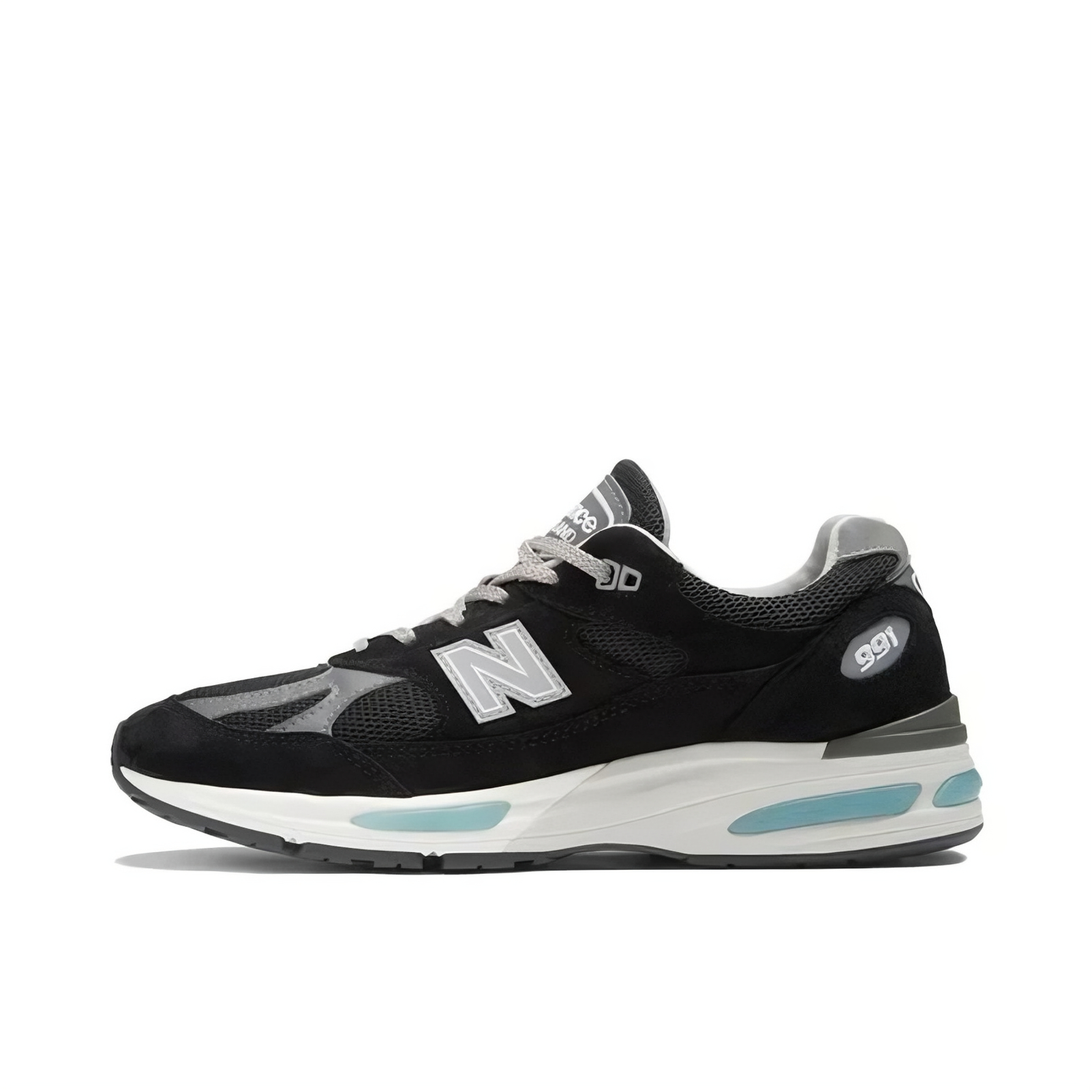 推荐商品：New Balance 991 v2 跑鞋 防滑耐磨网布透气绒面皮合成革舒适圆头复古贴合 黑色/灰色