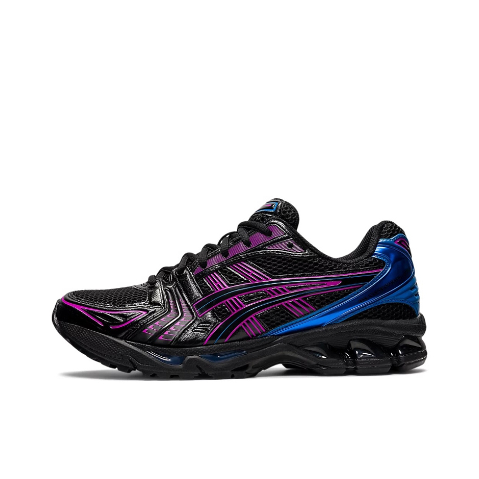 推荐商品：Asics/亚瑟士 Gel-Kayano 14 跑鞋 舒适减震防滑耐磨网面百搭复古慢跑 黑色/湖蓝