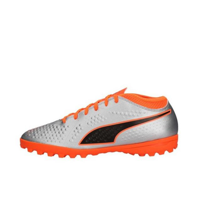 推荐商品：Puma/彪马 One 4 Syn TT/TF 舒适潮流 减震轻便 防滑耐磨 足球鞋 Silver/Black/Orange 银黑橙