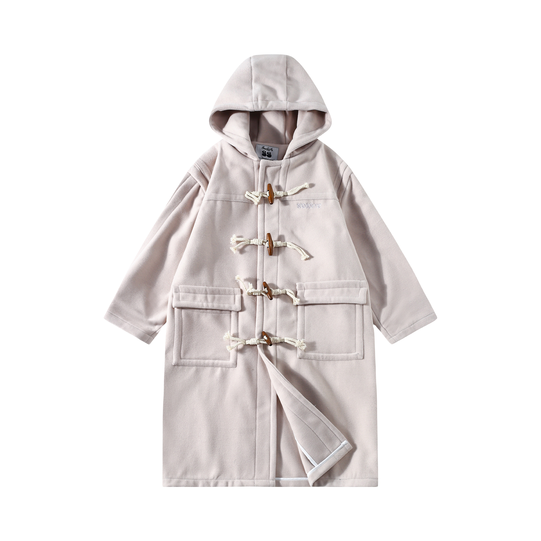 推荐商品：saotome/早乙女惠子 纯色牛角扣连帽风衣 STMDY0366 米