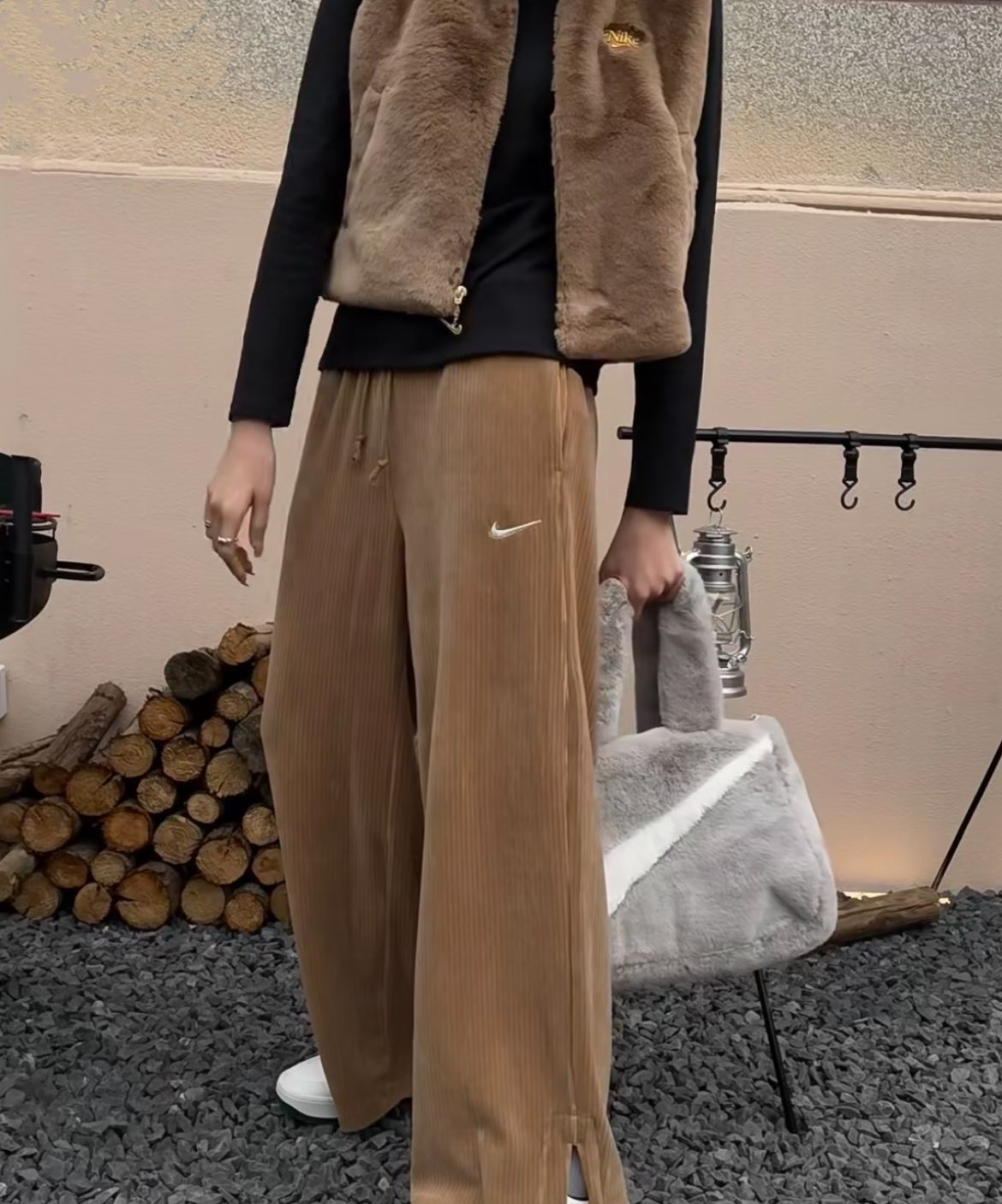 💥炸裂！耐克抽绳灯芯绒宽松直筒运动长裤🔥