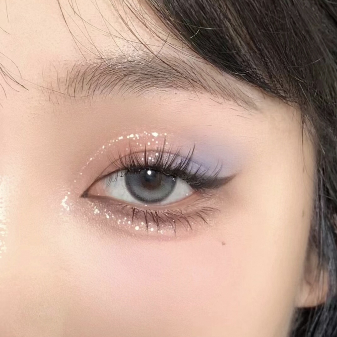 低饱和杏粉X薄荷蓝截断眼妆！美到挪不开眼！