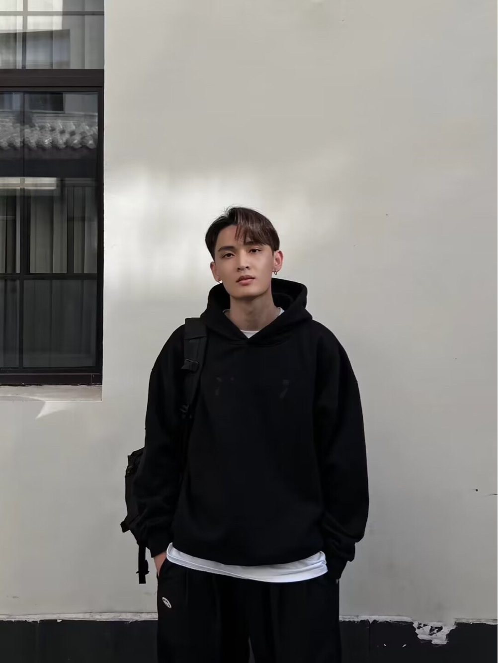 XDFM 国潮重磅纯色连帽卫衣高街oversize男女帽衫长袖上衣外套