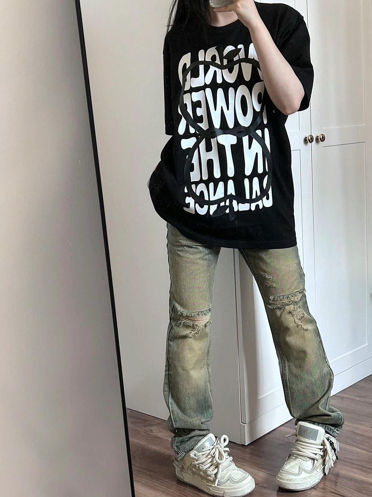 🎱美式oversize➕直筒牛仔 帅的不谈啊！！