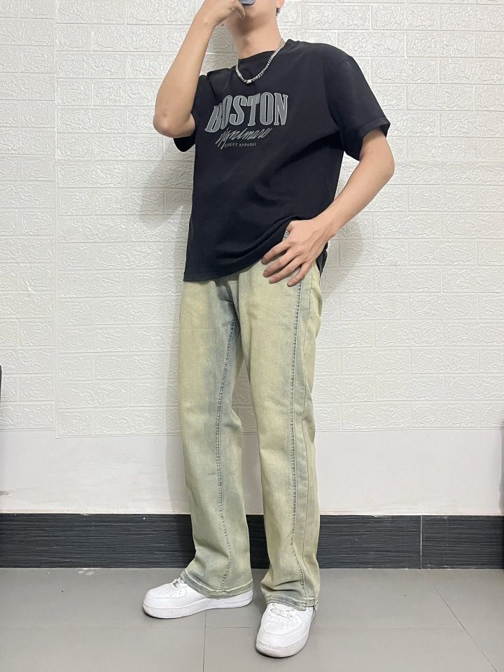 超火黄泥染牛仔裤❗️❗️❗️高街风vibe风yyds！
