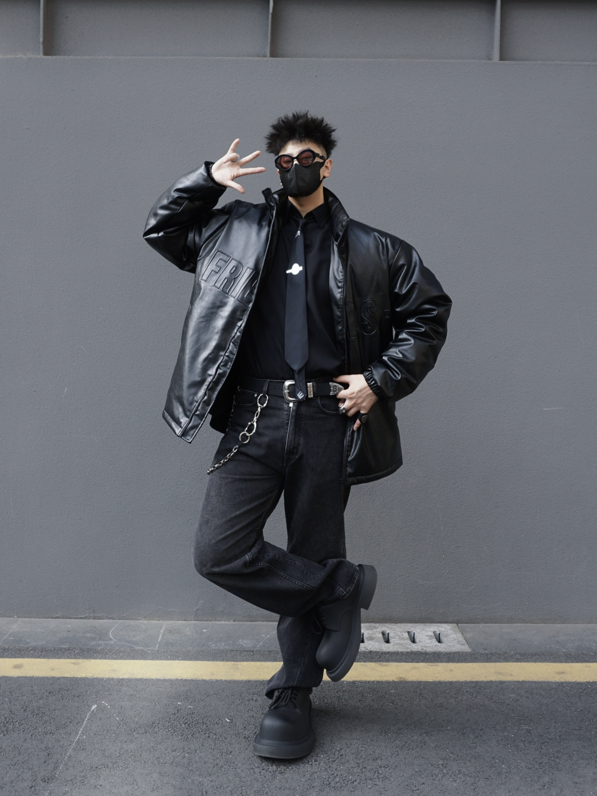 顶男All Black皮衣穿搭⚫️出门被叫一路帅哥谁懂啊❕