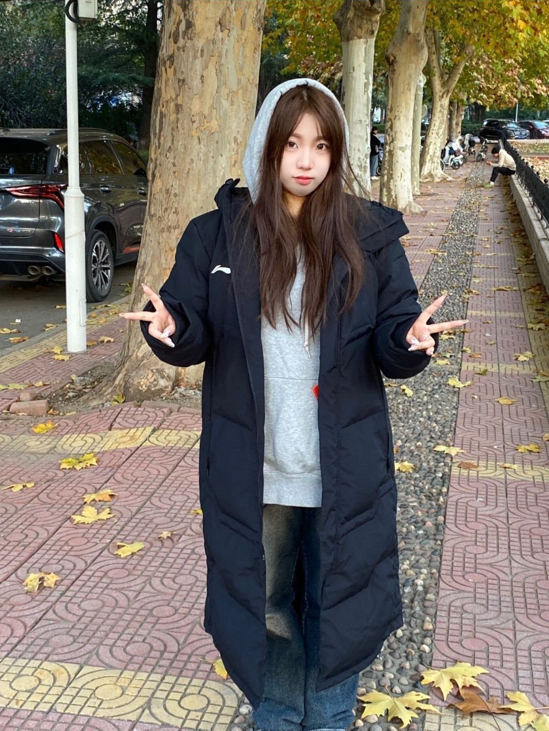 小个子女生穿了不想脱的长款羽绒服