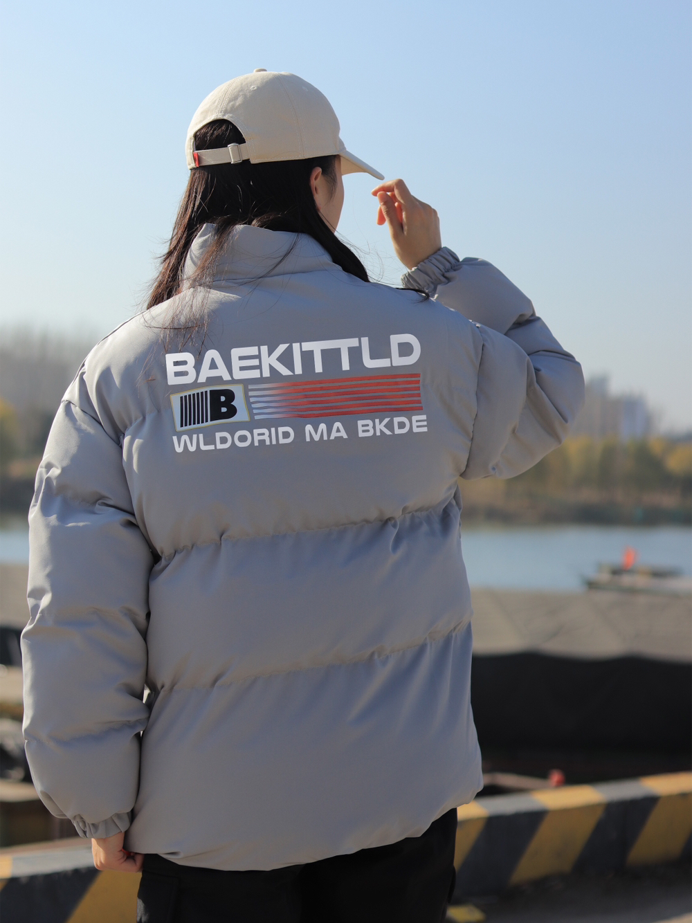 XDFM美式休闲复古高街宽松款立领棉服加厚棉衣字母印花外套保暖上衣冬季