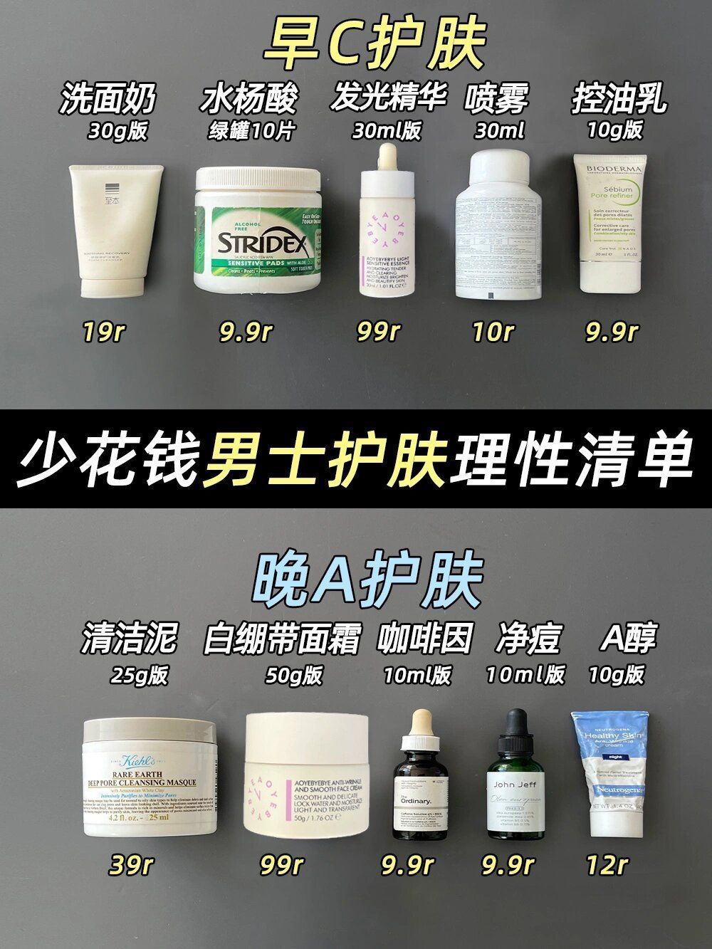 生活费1k男生平价护肤品套装测评推荐