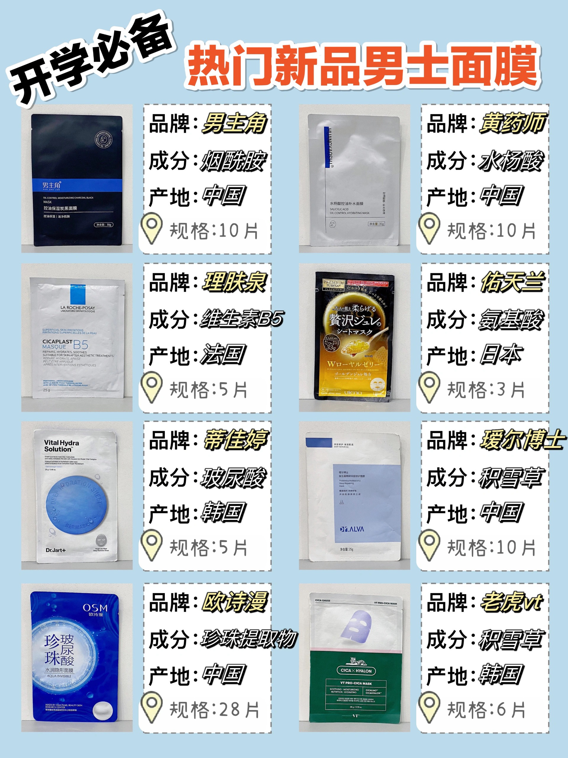 学生党护肤装,新品春季男士面膜控油篇