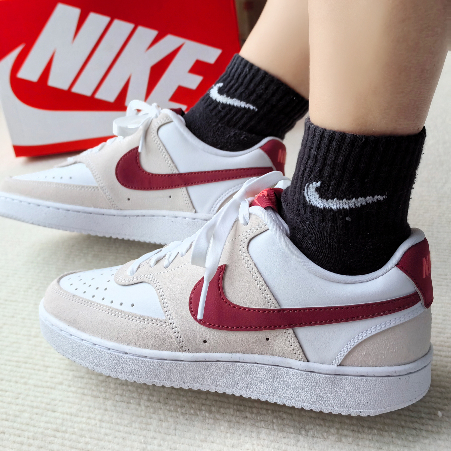 酒红车厘子 nike court 新配色