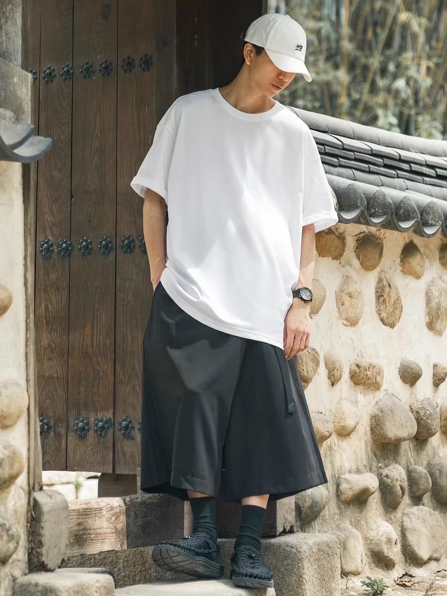 💥GENIO港风内搭纯棉冰丝圆领套头正肩短袖👕